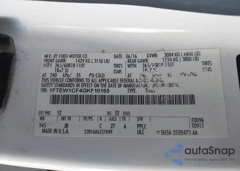 2016 Ford F-150 Xlt from USA, damaged, VIN 1FTEW1CF4GKF10165